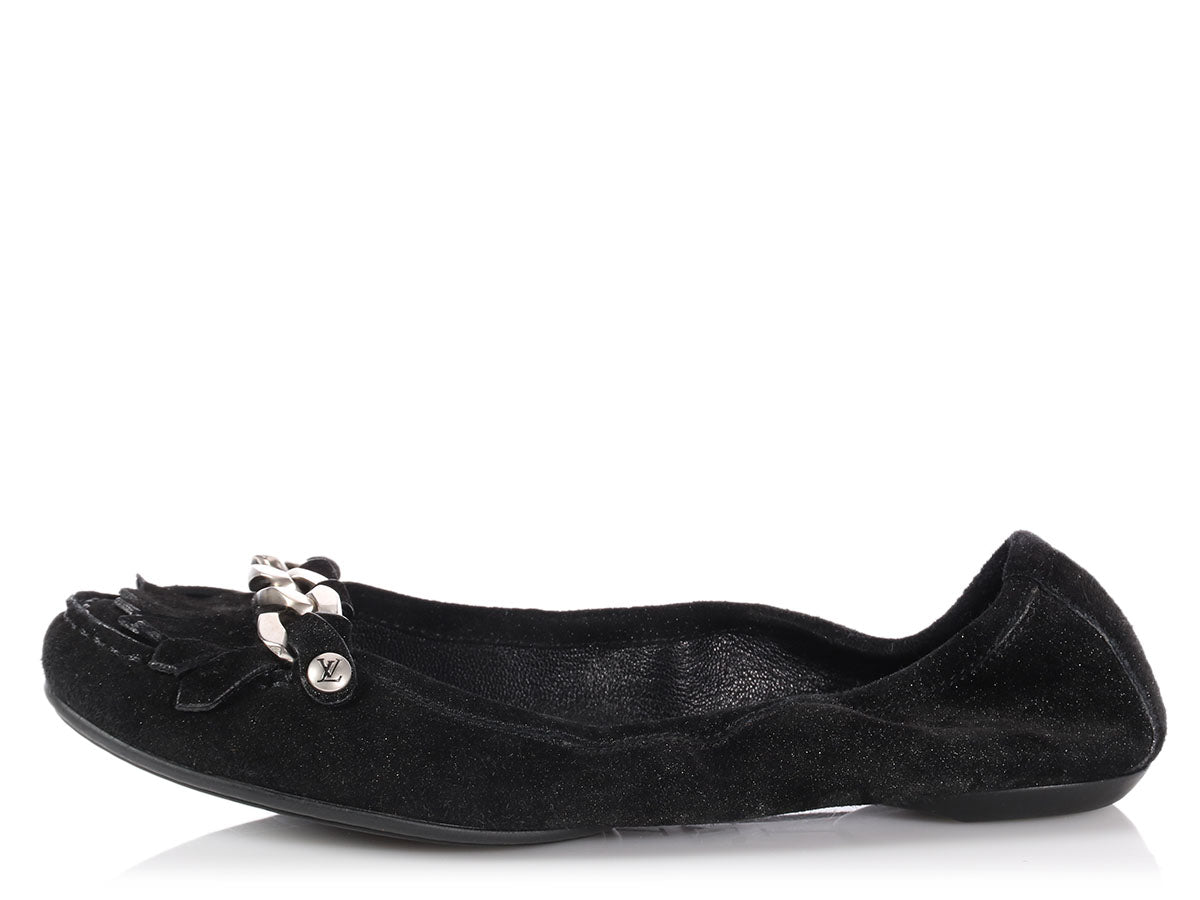 Louis Vuitton Black Suede Shimmer Whisper Ballerina Flats - Ann's Fabulous  Closeouts