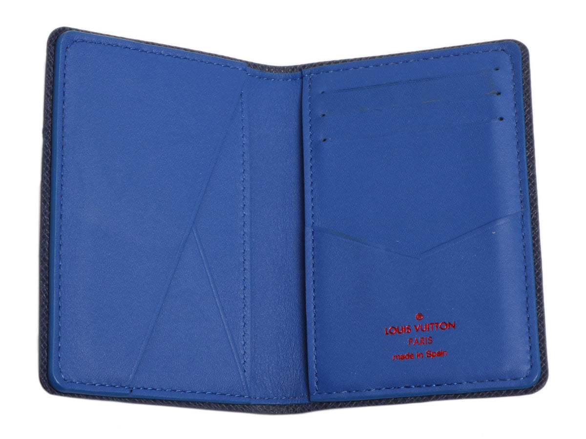 Louis Vuitton Zippy Organizer Upsidedown Monogram Ink Extra Large Wallet  999888 Blue Coated Canvas Clutch, Louis Vuitton