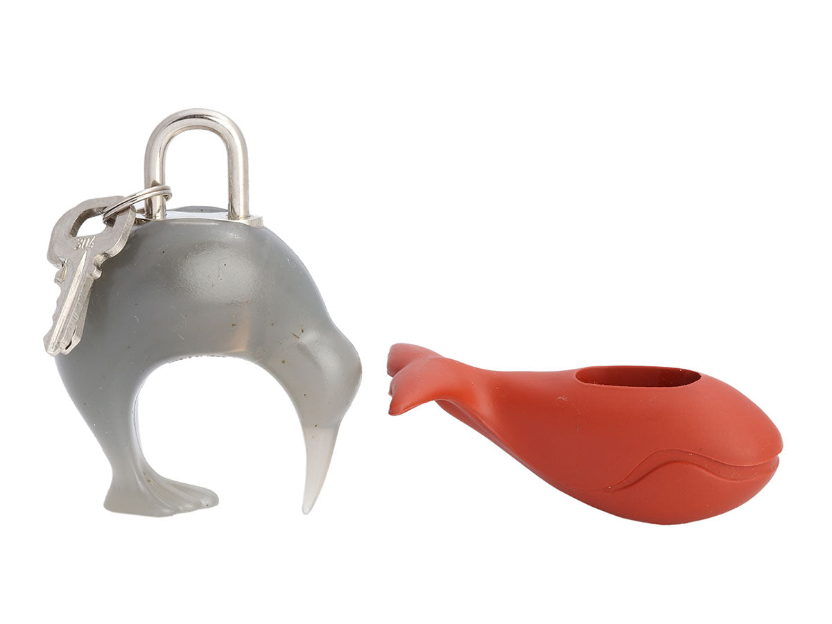 Louis Vuitton Gray Kiwi and Red Whale Rubber Lock Covers and Lock - Ann's  Fabulous Closeouts