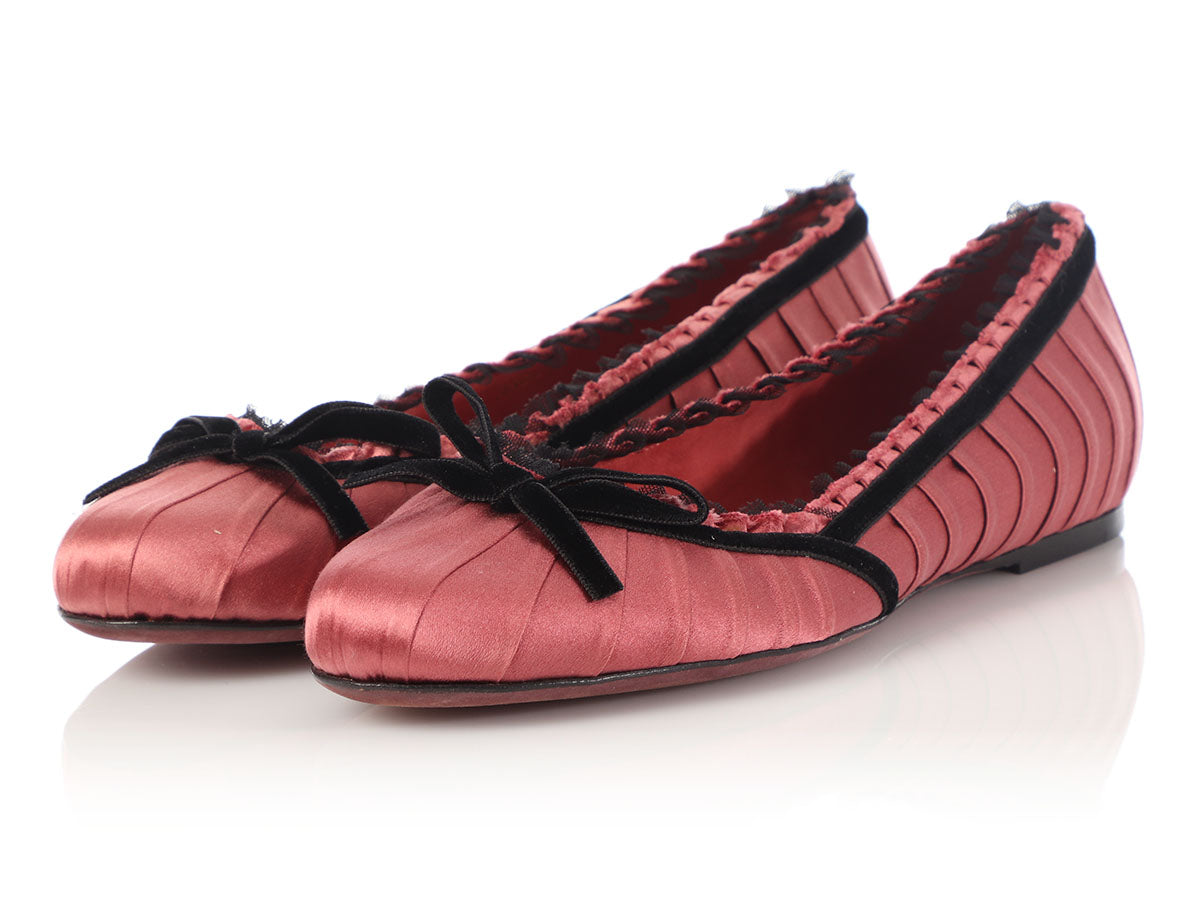 Louis Vuitton Pink Satin Balmoral Ballet Flats - Ann's Fabulous