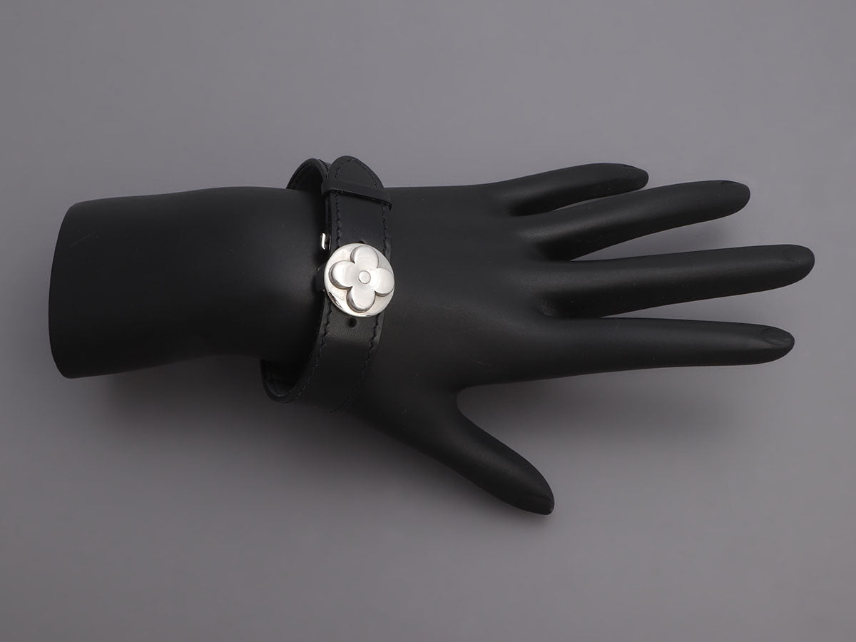 Louis Vuitton Black Leather Monogram Millennium Wish Bracelet