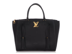 LOUIS VUITTON Lockmeto Black Leather Tassel Tote Bag