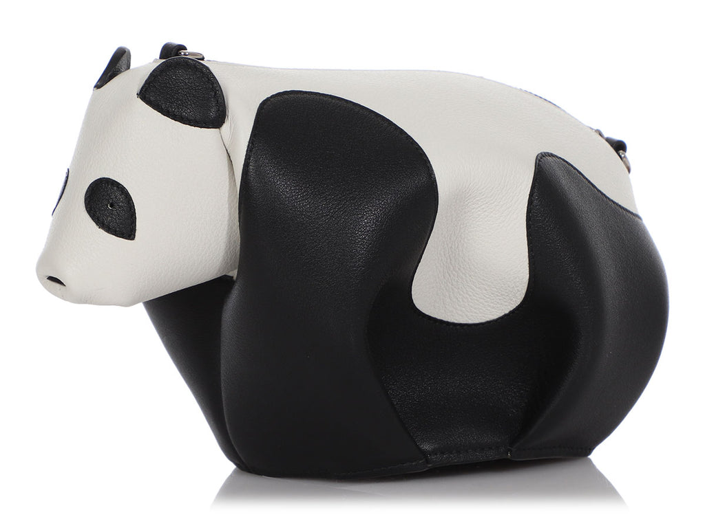 Loewe Mini Black and White Calfskin Panda Bag