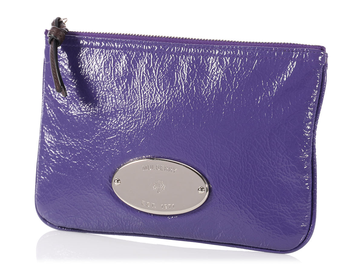 Mulberry Plaque French Purse in Purple Glossy Goat with Shiny Gold Hardware  - SOLD