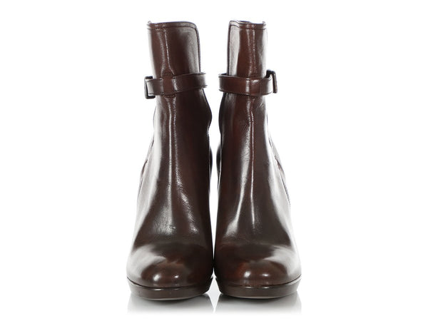 Miu Miu Brown Leather Ankle Boots