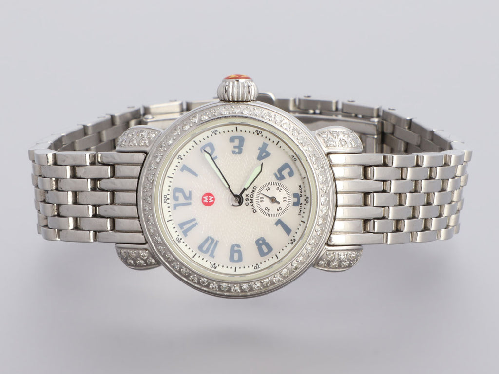 Michele Petite Stainless Steel and Diamond CSX Watch 26mm