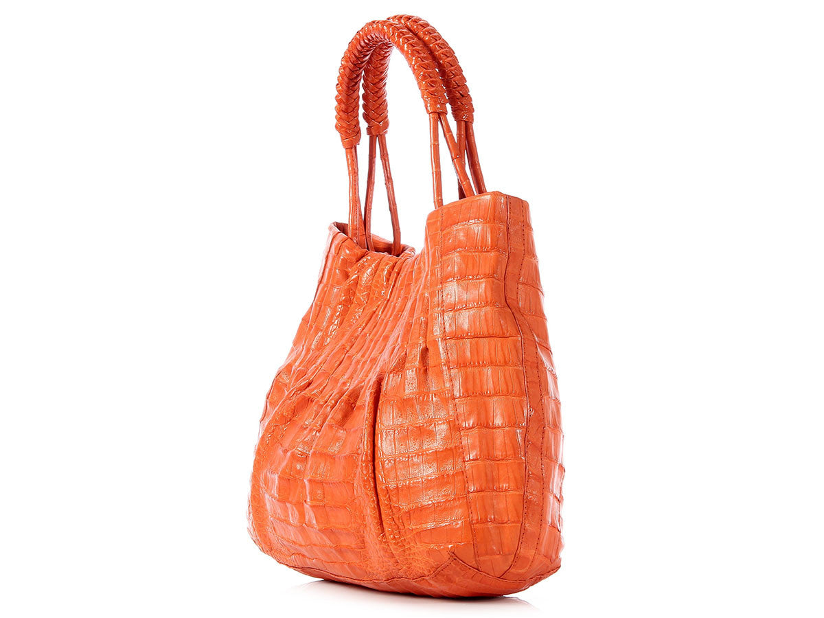 Nancy Gonzalez Brown Gold Washed Crocodile Bag Side Tassels