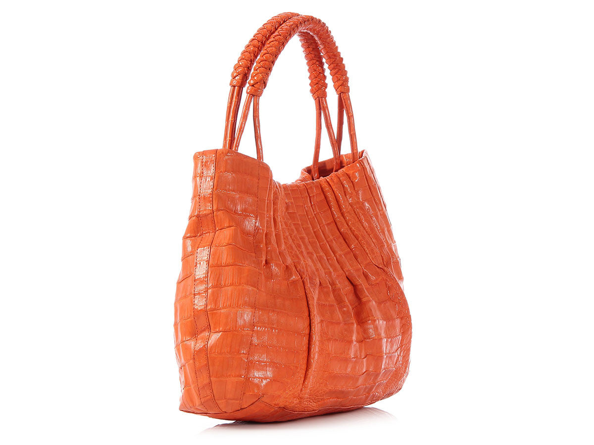 Nancy Gonzalez Crocodile Handbag Pink Orange White