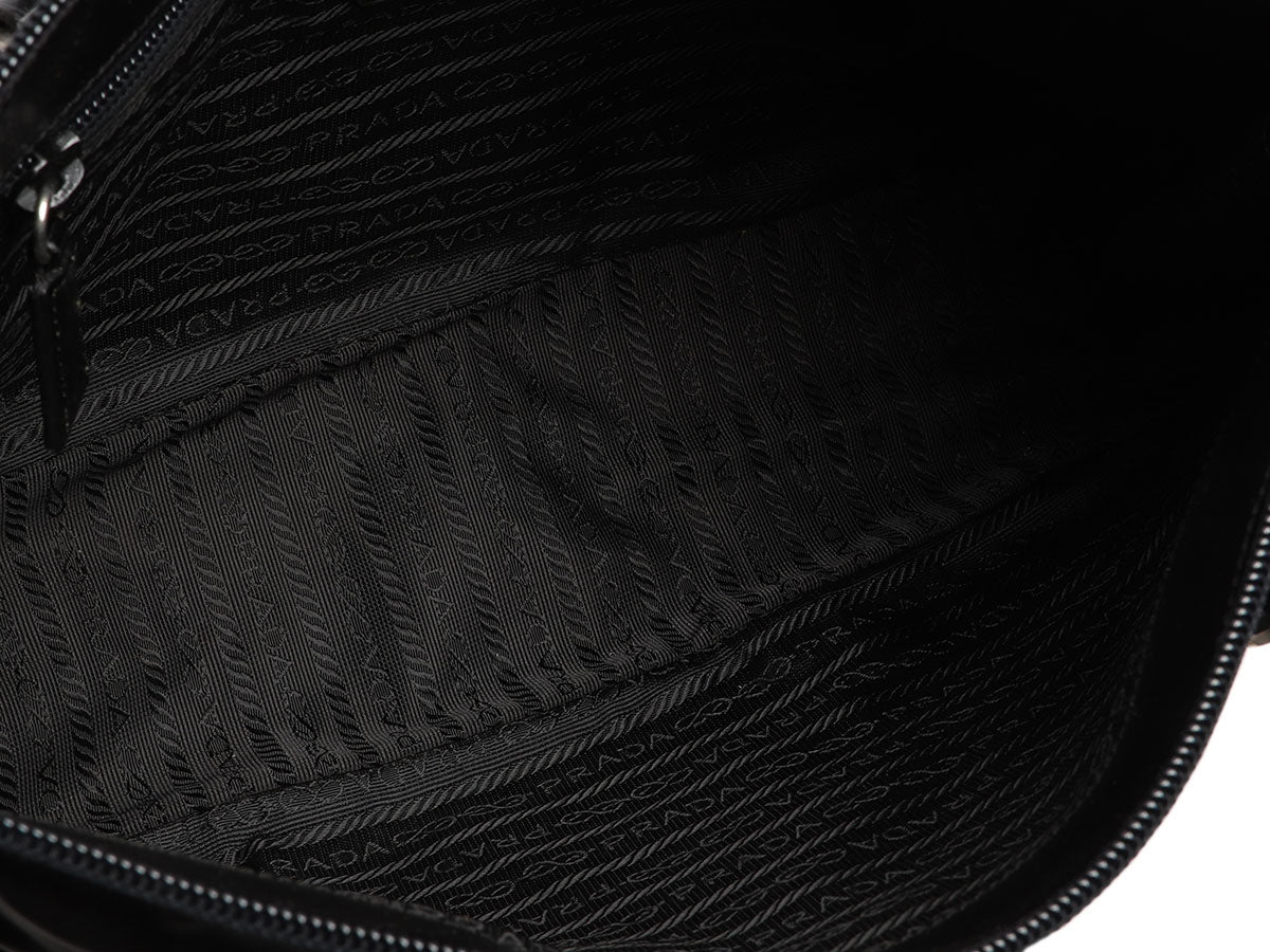 Prada Textured-leather Luggage Tag in Black