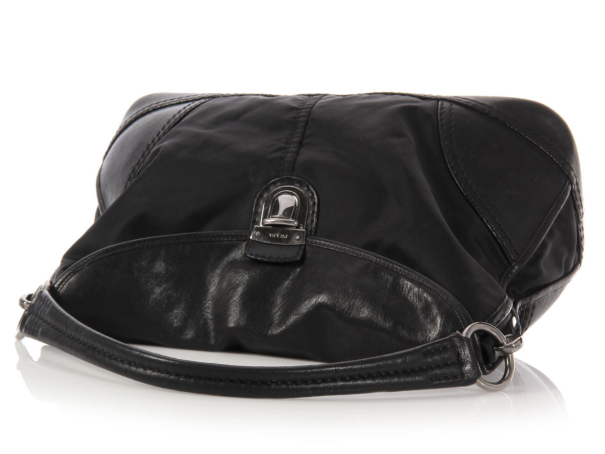Prada Lock Detail Shoulder Bag in White