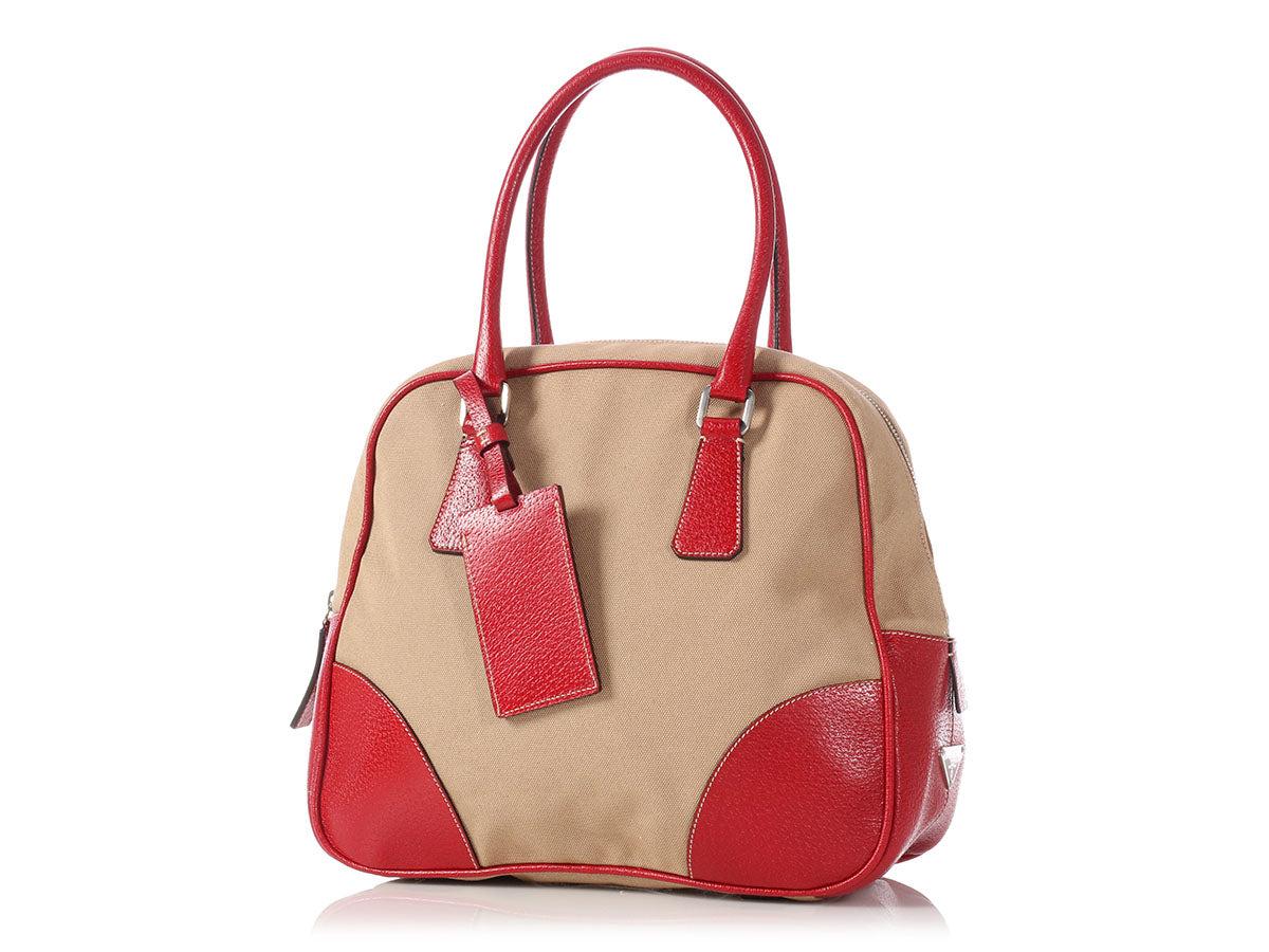 Bowling leather bowling bag Prada Camel in Leather - 28322799