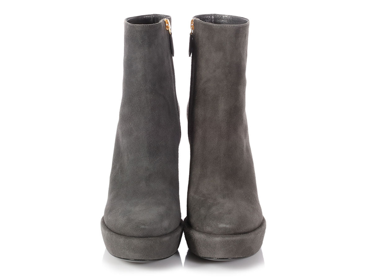 Prada Gray Suede Platform Ankle Boots Ann's Fabulous Closeouts
