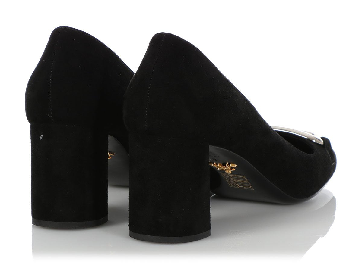 Prada Shoe Brown Suede Pump Black Toe Cap and Heel 39 / 9 new