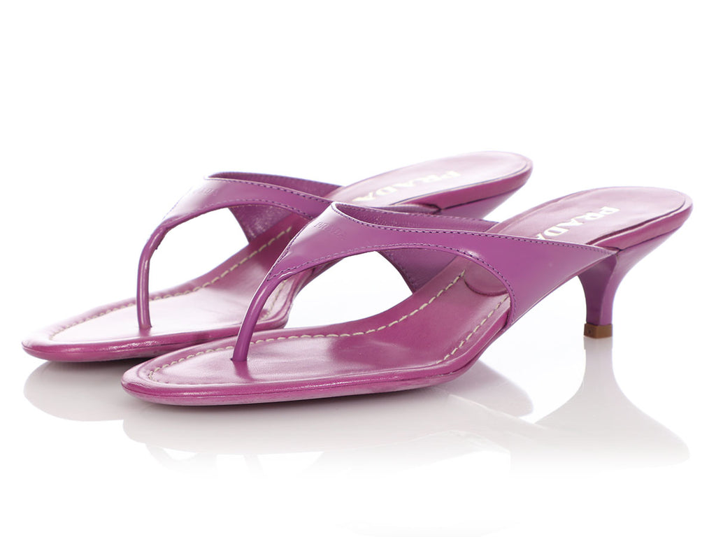Prada Purple Kitten Heel Thong Sandals