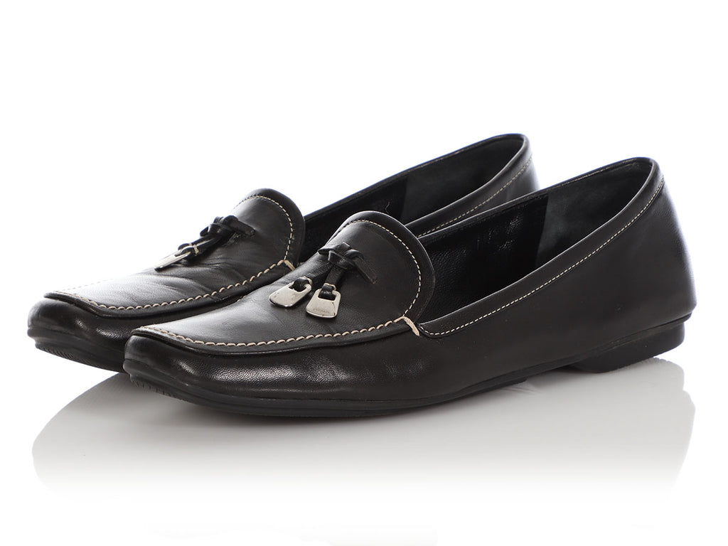 Prada Black Leather Loafers