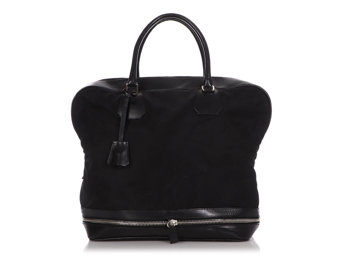 Prada Black Nylon and Leather Expandable Bag