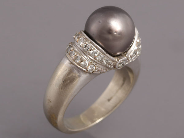 Gray Pearl Diamond 14K White Gold Ring