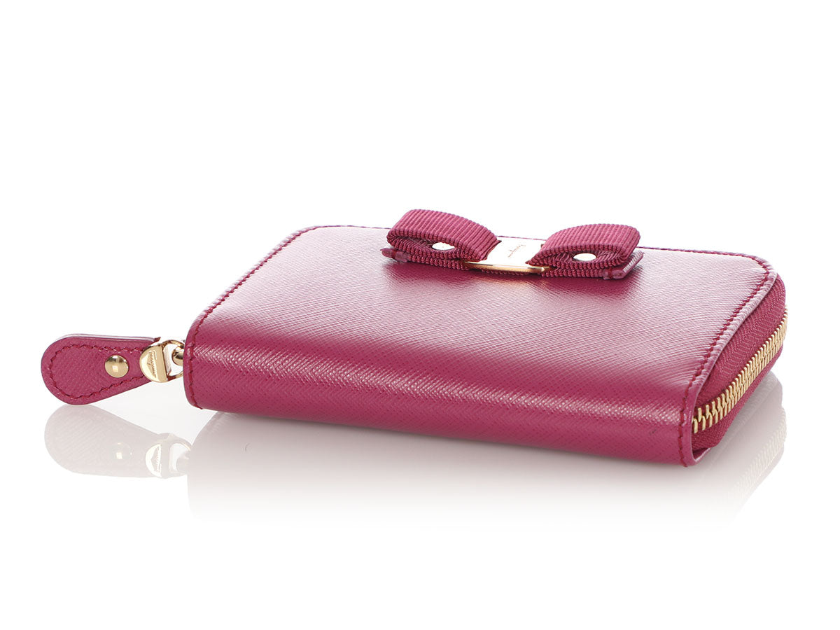 Authentic Salvatore Ferragamo Purple & Pink Tone Leather Long Wallet