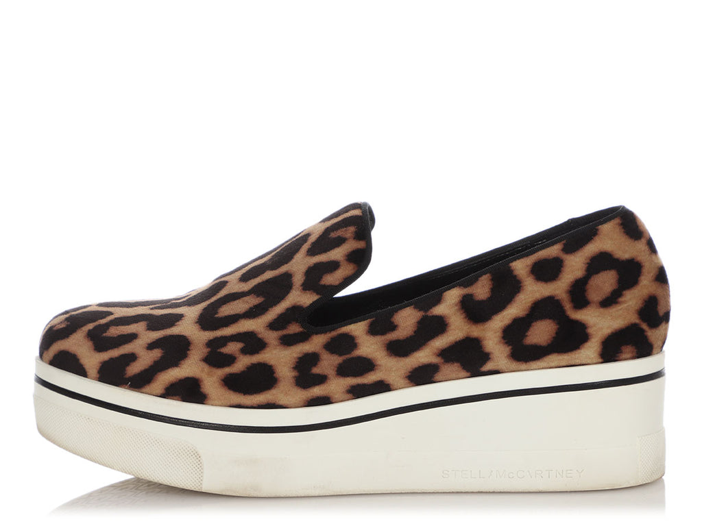 Stella McCartney Velvet Leopard Binx Platform Slip On Sneakers