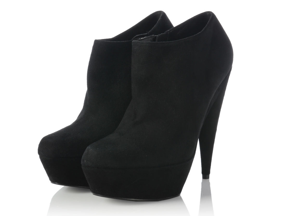 YSL Black Suede Aliama Ankle Boots - Ann's Fabulous Closeouts