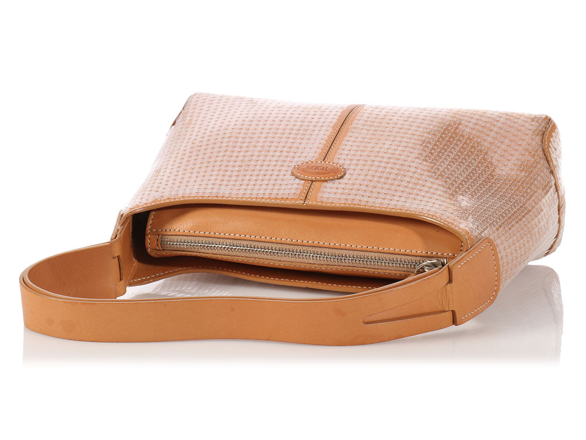 Tod's Small Tan Sequined Shoulder Bag - Ann's Fabulous Closeouts