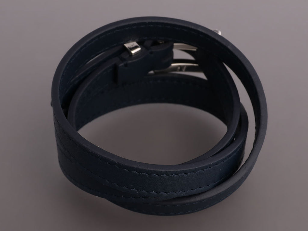 Tod's Large Navy Leather Wrap Bracelet