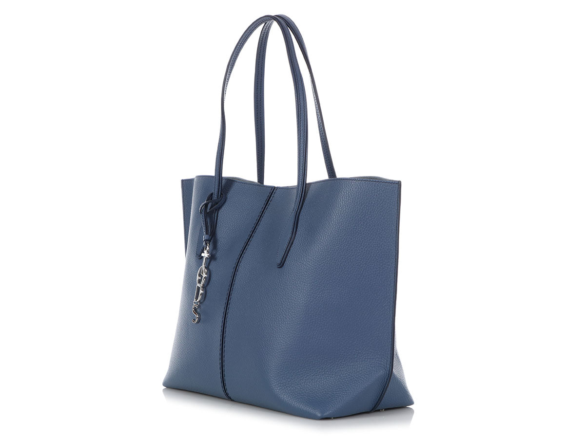 Tod's Large Blue Joy Hammered Tote - Ann's Fabulous Closeouts