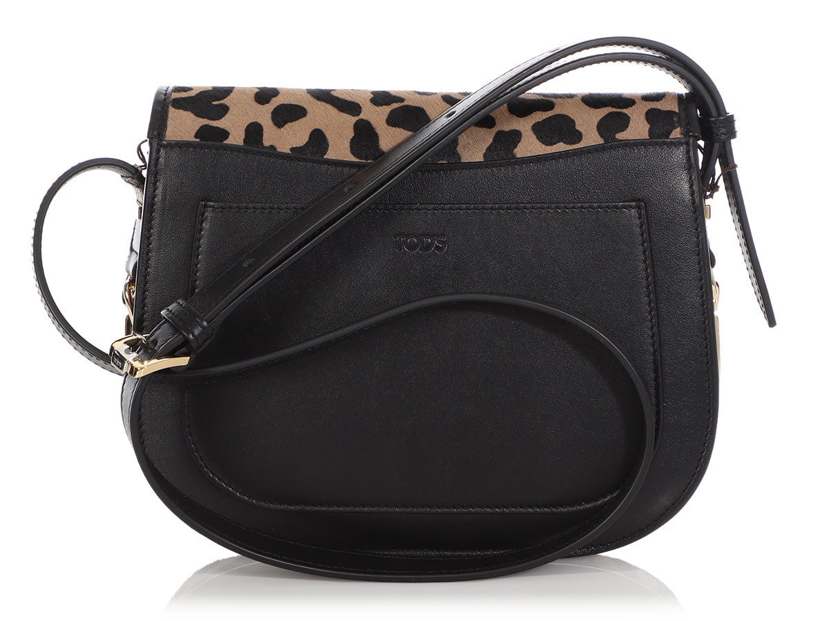 Women's Black Evening Clutch Leopard Print Crossbody Flap Bag with