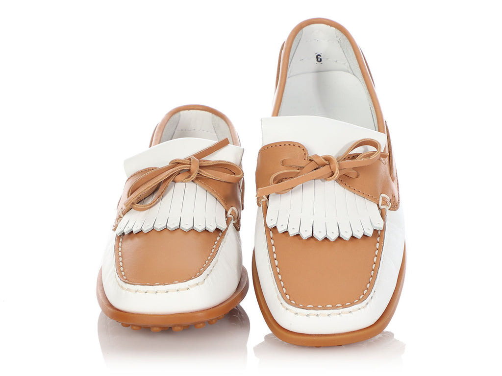 Tod’s White and Tan Moccasins