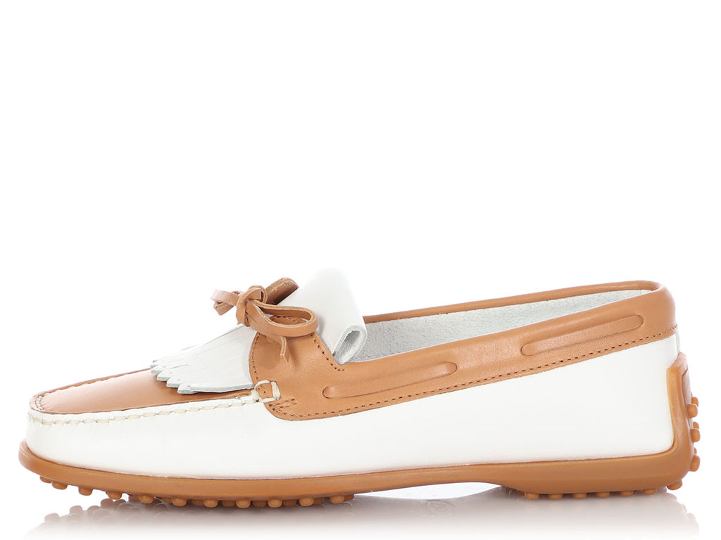 Tod’s White and Tan Moccasins