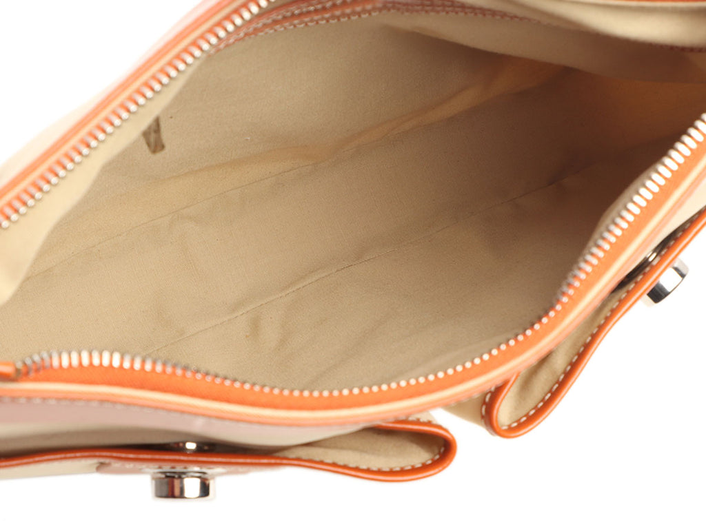 Tod's Cream and Orange Nylon Shoulder Bag