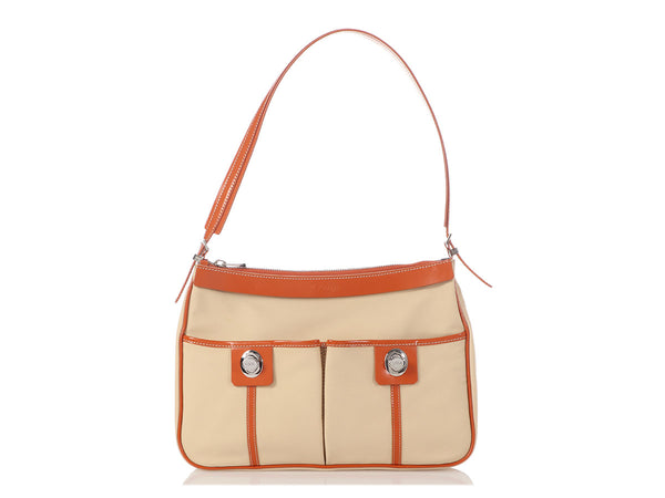 Tod's Cream and Orange Nylon Shoulder Bag