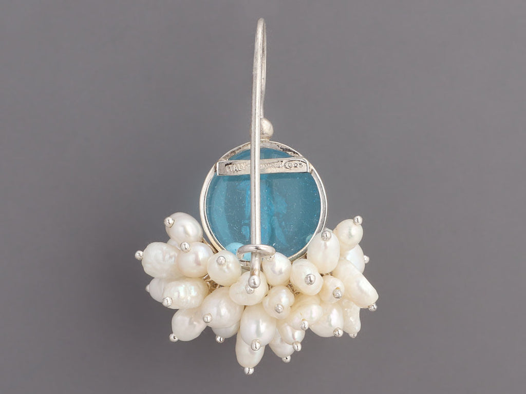Tagliamonte Sterling Silver Blue Venetian Glass Freshwater Pearl Pierced Drop Earrings