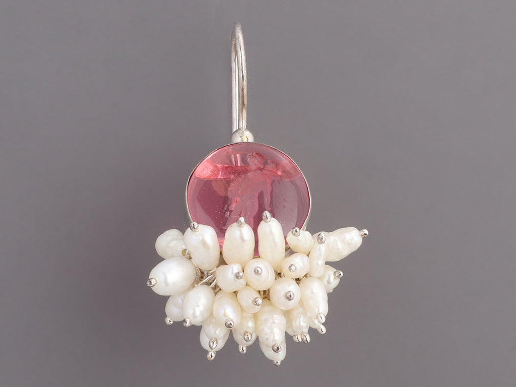 Tagliamonte Sterling Silver Pink Venetian Glass Freshwater Pearl Pierced Drop Earrings
