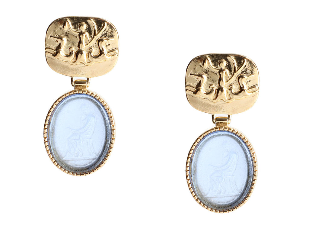 Tagliamonte 18K Gold-Plated Blue Venetian Glass Cameo Pierced Earrings