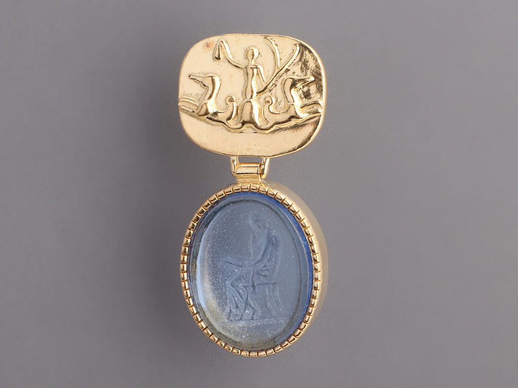 Tagliamonte 18K Gold-Plated Blue Venetian Glass Cameo Pierced Earrings