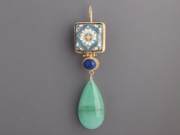 Tagliamonte 18K Gold-Plated Lapis, Chalcedony, and Lava Pierced Drop Earrings