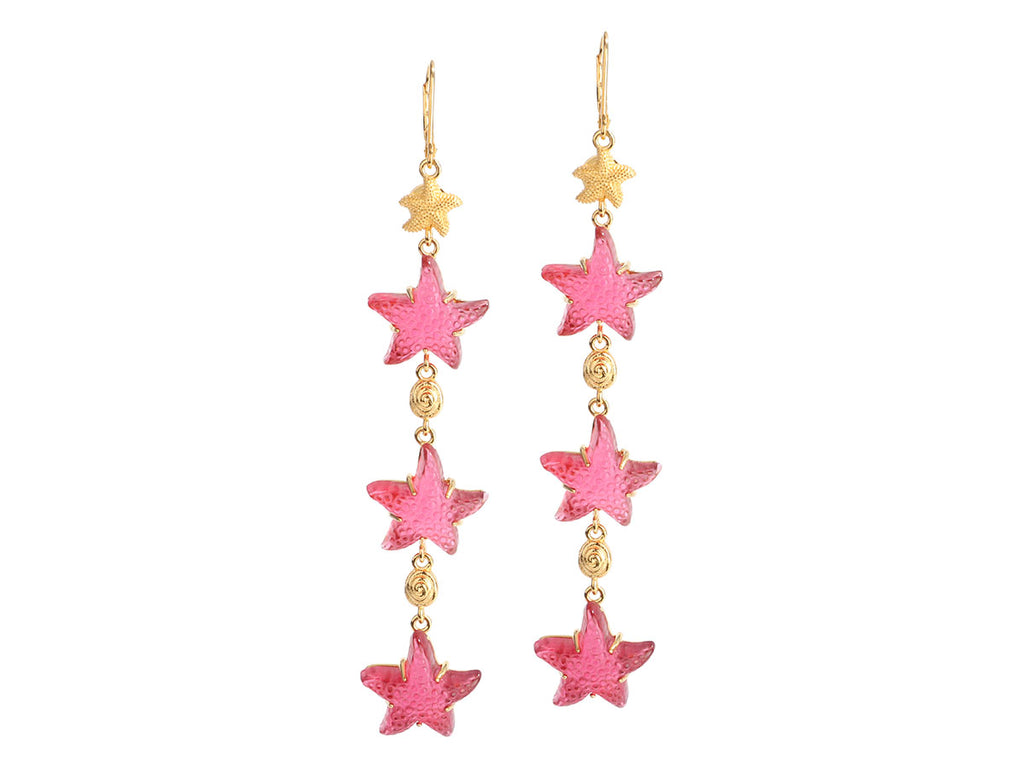 Tagliamonte 18K Gold-Plated Red Starfish Pierced Drop Earrings