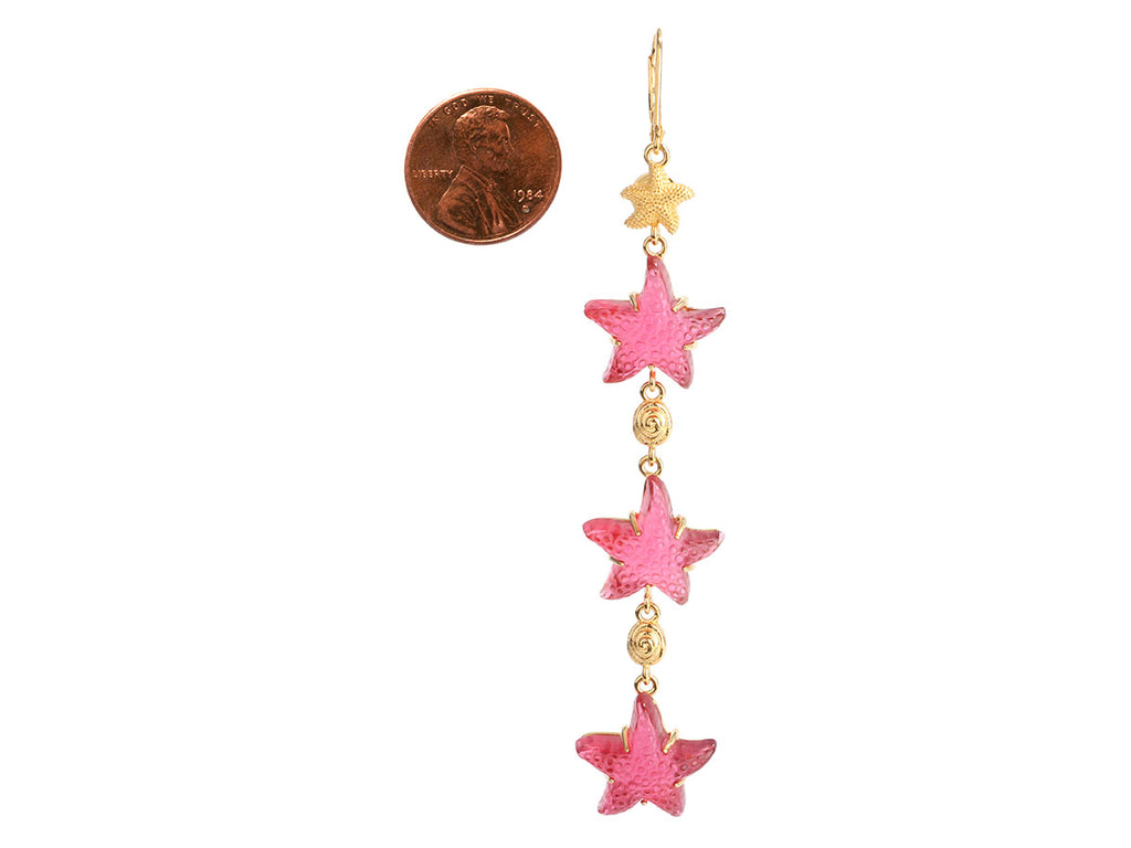 Tagliamonte 18K Gold-Plated Red Starfish Pierced Drop Earrings
