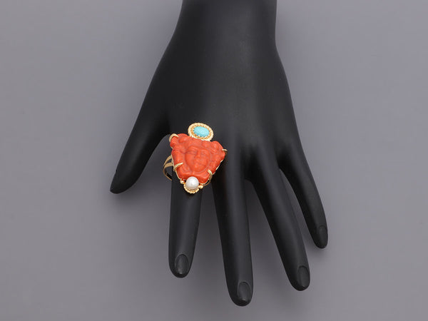 Tagliamonte 18K Gold-Plated Venetian Glass and Turquoise Ring