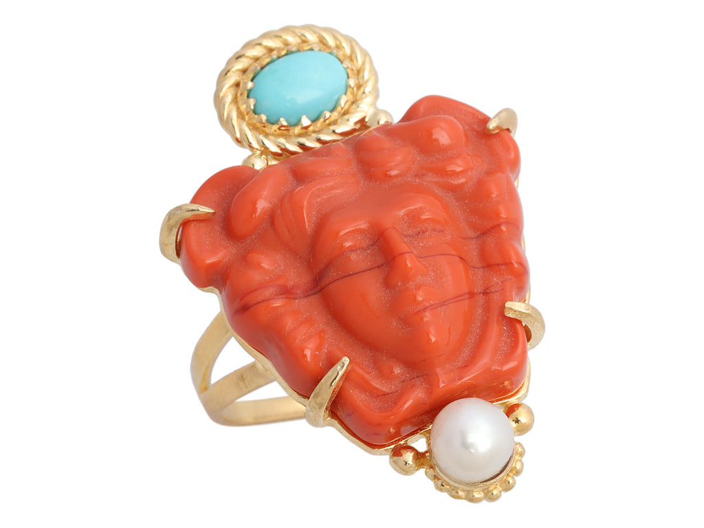 Tagliamonte 18K Gold-Plated Venetian Glass and Turquoise Ring