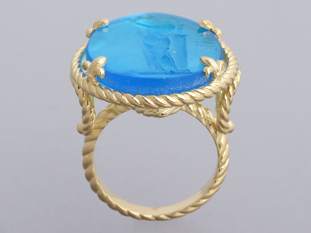 Tagliamonte 18K Gold-Plated Blue Venetian Glass Ring