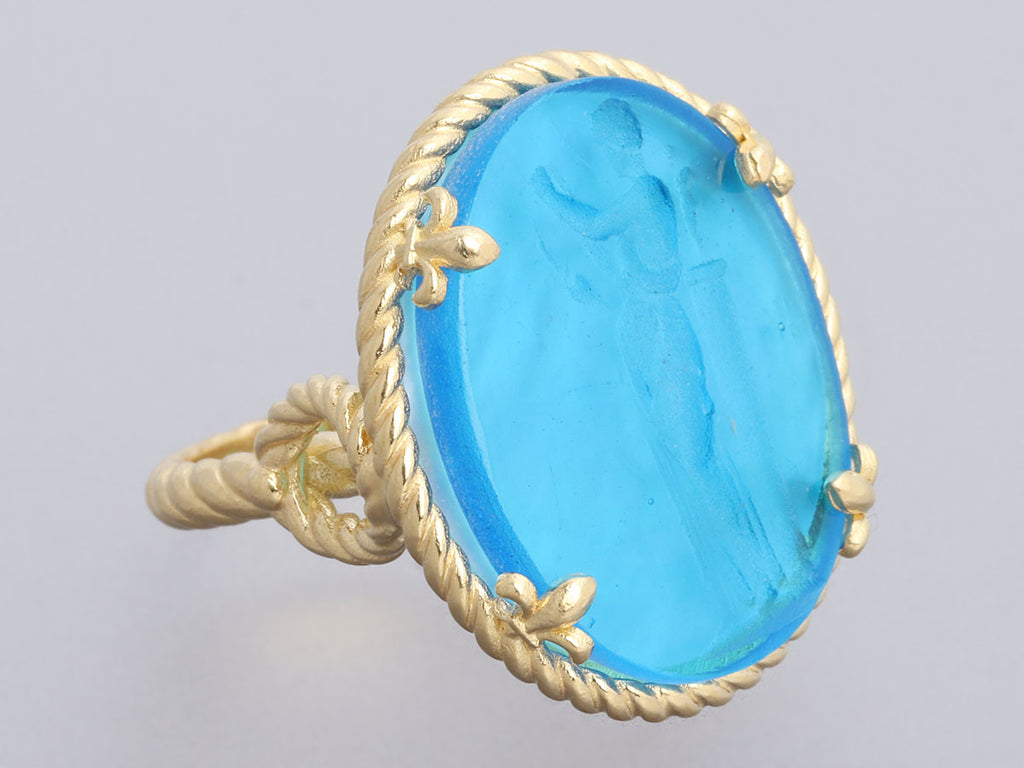 Tagliamonte 18K Gold-Plated Blue Venetian Glass Ring