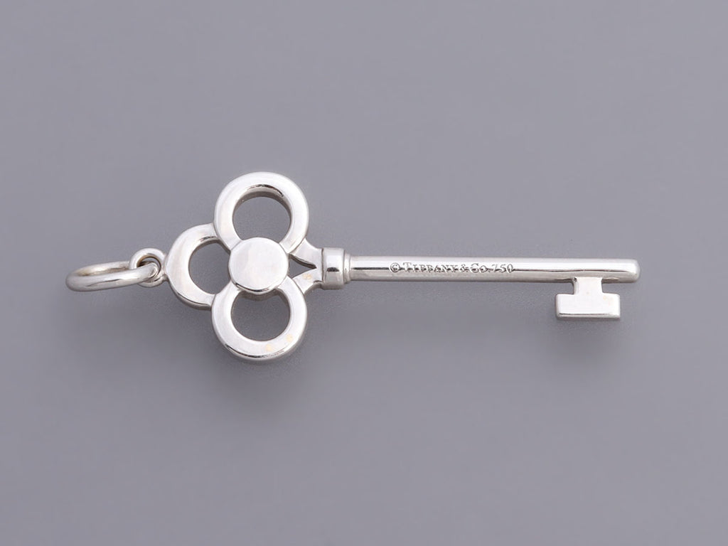 Tiffany & Co. 18K White Gold Diamond Crown Key Pendant