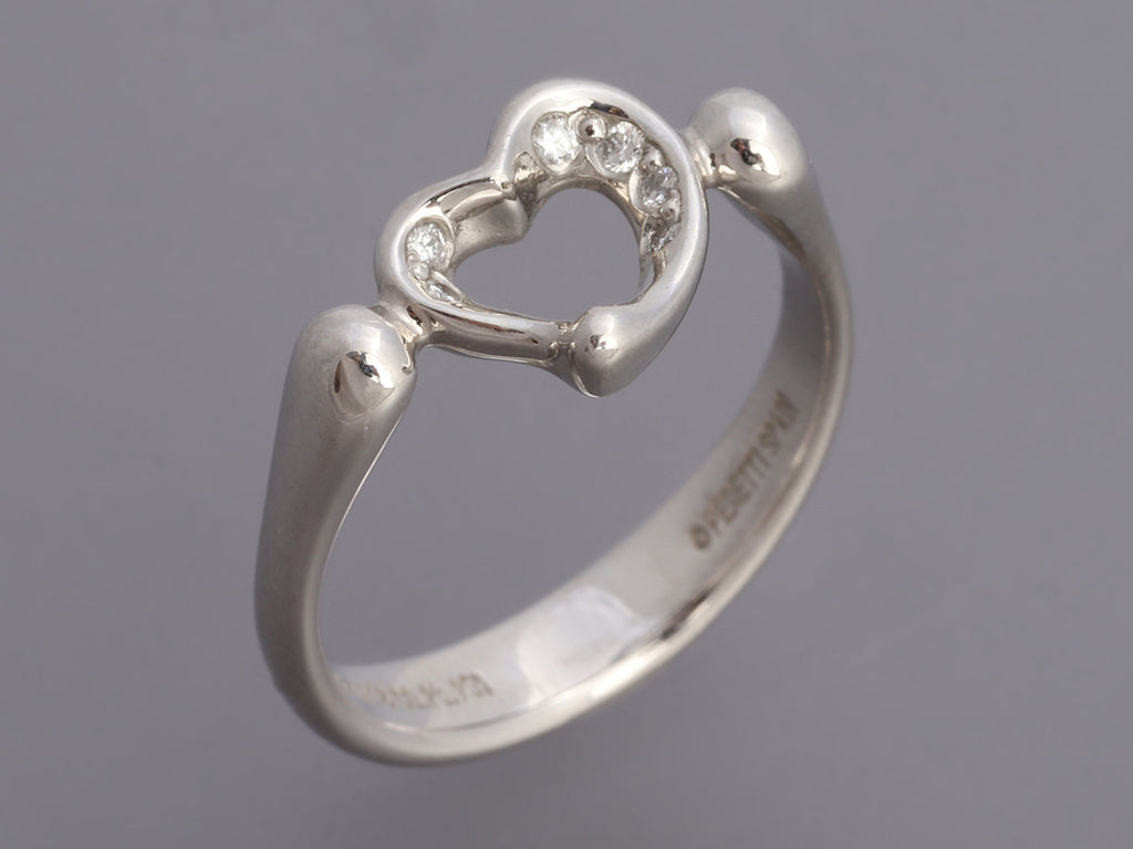 Tiffany & Co. Platinum Diamond Elsa Peretti Open Heart Ring
