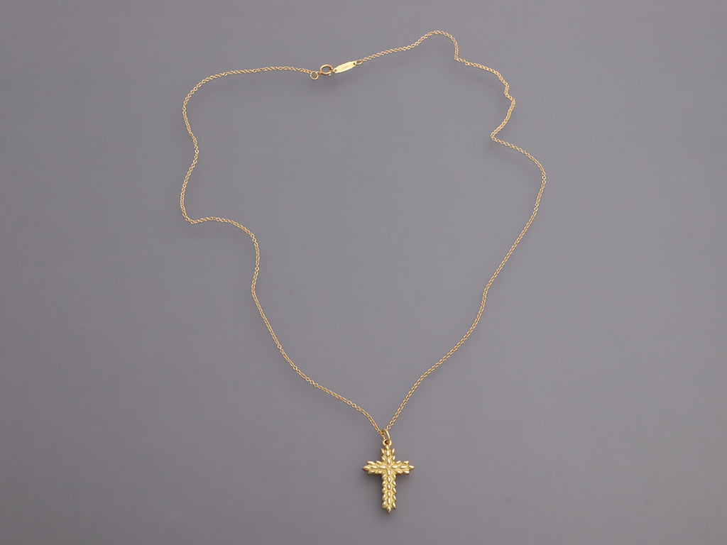 Tiffany & Co. Vintage 18K Yellow Gold Cross Pendant Necklace