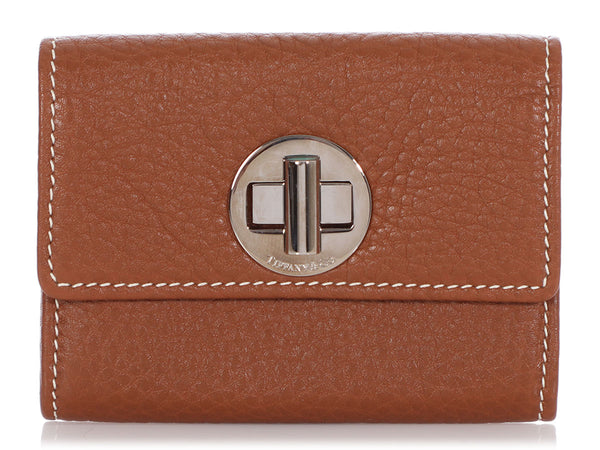 Tiffany & Co. Brown Compact Turn-Lock Wallet
