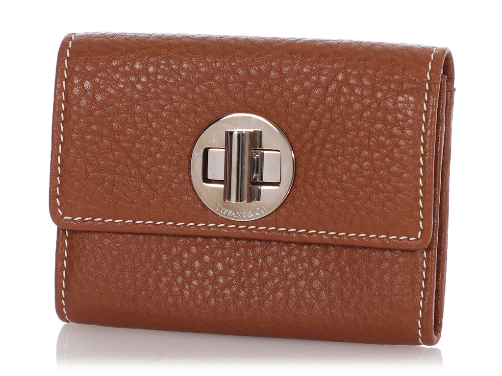 Tiffany & Co. Brown Compact Turn-Lock Wallet