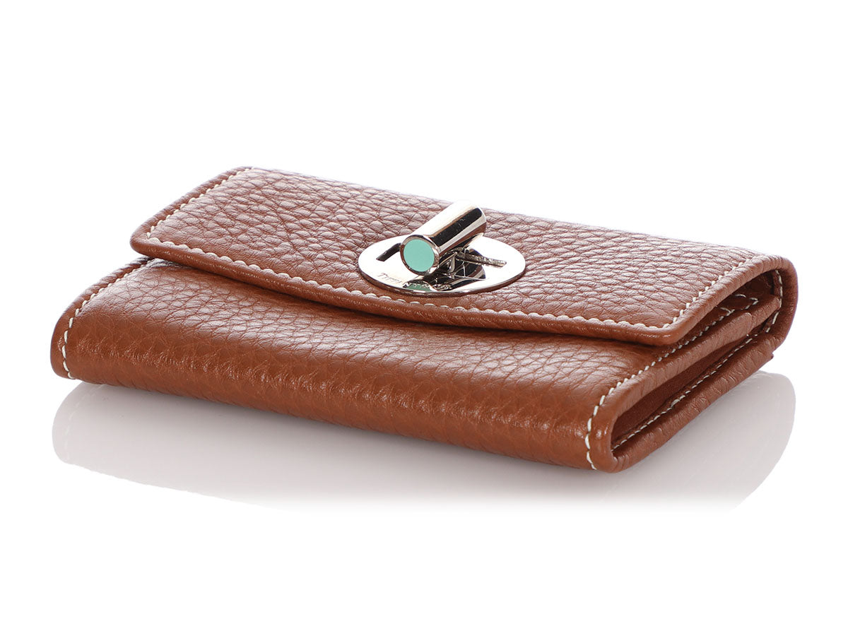 Tiffany & Co. Brown Compact Turn-Lock Wallet - Ann's Fabulous