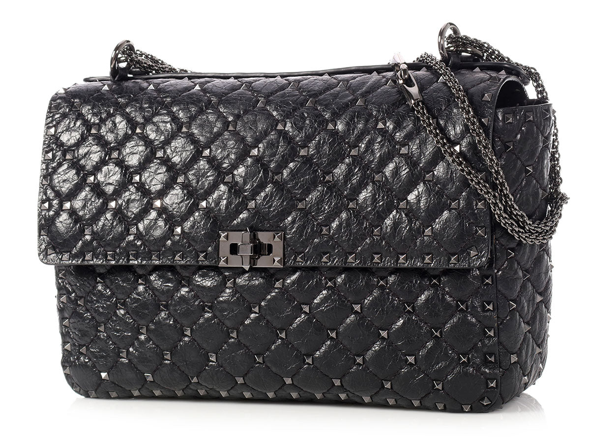 Valentino Black Spike Chain Bag - Ann's Fabulous Closeouts